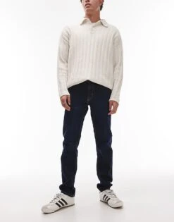 Mango Skinny Fit Jeans In Dark Blue For Men