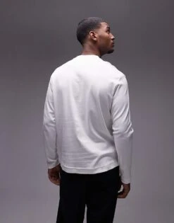 Mango Long Sleeve T-shirt In White For Men -Modern Menswear 207892448 3