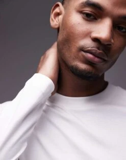 Mango Long Sleeve T-shirt In White For Men -Modern Menswear 207892448 4