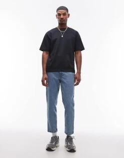 Mango Relaxed Fit Jeans In Mid Blue For Men