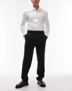 Mango Wool Mix Tailored Trouser In Navy For Men -Modern Menswear 207946459 1 navy 1