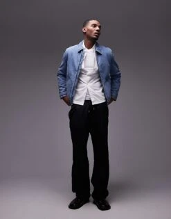 Mango Zip Through Denim Jacket In Light Blue For Men -Modern Menswear 207946514 4