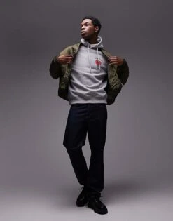 Mango New York Big Apple Print Hoodie In Grey For Men -Modern Menswear 207946515 4