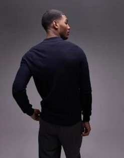 Mango Knitted Polo Sweater In Navy For Men 9 Mango Knitted Polo Sweater In Navy For Men -Modern Menswear 207946593 3
