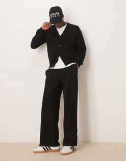 Mango Knitted Cardigan In Black For Men 11 Mango Knitted Cardigan In Black For Men -Modern Menswear 207946625 1 black 1