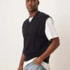 Mango Knitted Sweater Vest In Black For Men -Modern Menswear 207946639 1 black