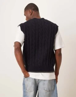 Mango Knitted Sweater Vest In Black For Men -Modern Menswear 207946639 4