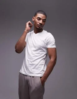 Mango V-neck T-shirt In White For Men -Modern Menswear 207946652 1 white 1