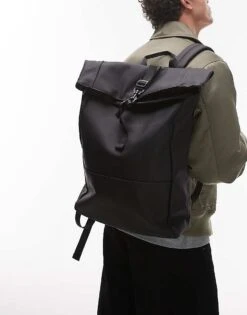 Mango Roll Top Backpack In Black For Men