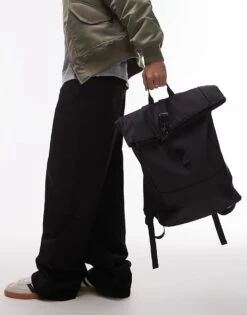 Mango Roll Top Backpack In Black For Men -Modern Menswear 208007157 3