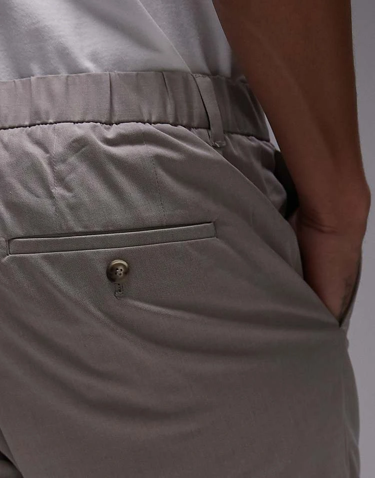 Mango Elasticated Waist Tailored Trouser In Beige For Men 5 Mango Elasticated Waist Tailored Trouser In Beige For Men - Image 3