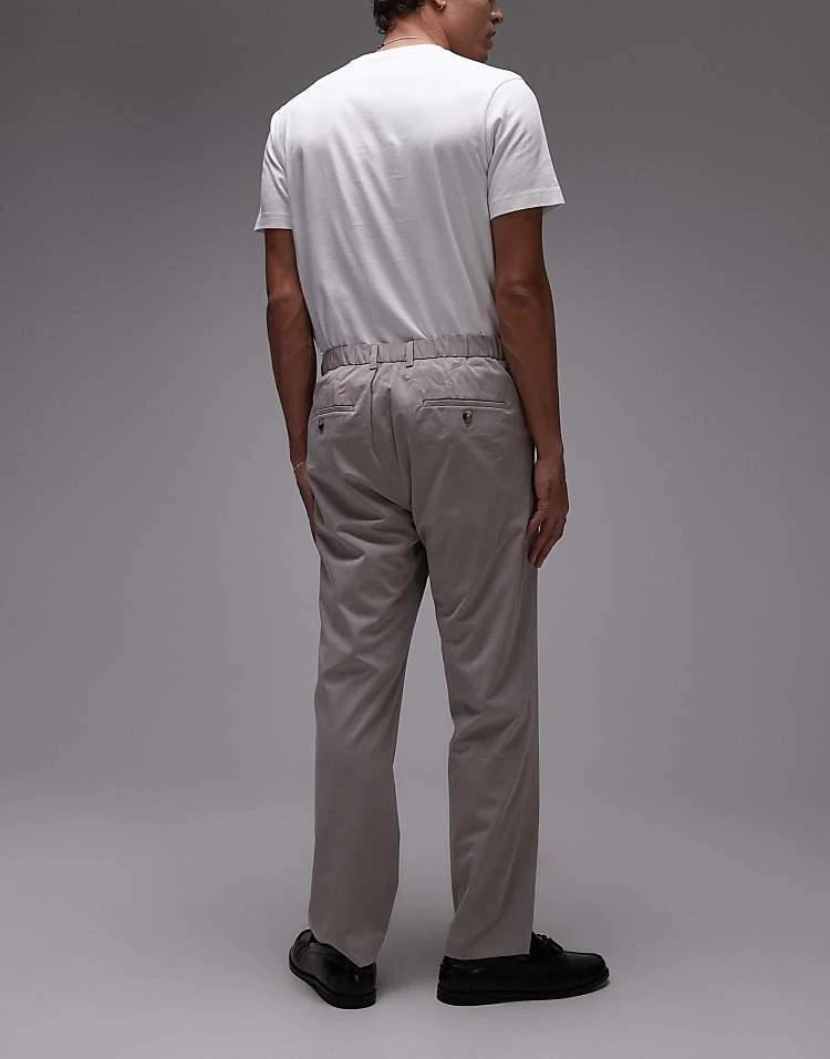 Mango Elasticated Waist Tailored Trouser In Beige For Men 6 Mango Elasticated Waist Tailored Trouser In Beige For Men - Image 4