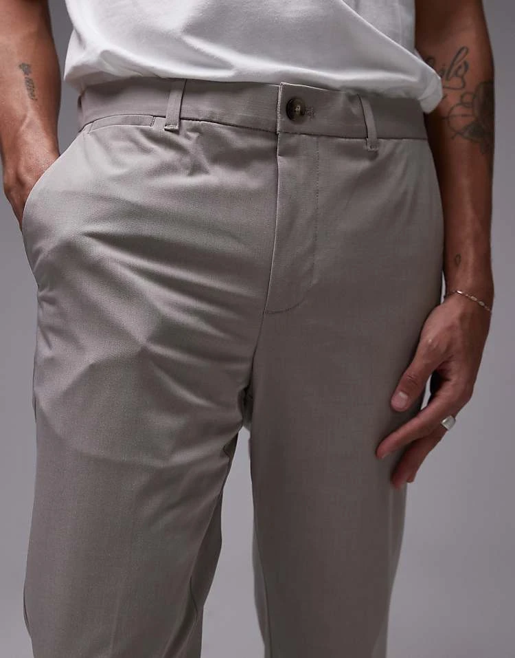 Mango Elasticated Waist Tailored Trouser In Beige For Men 7 Mango Elasticated Waist Tailored Trouser In Beige For Men - Image 5