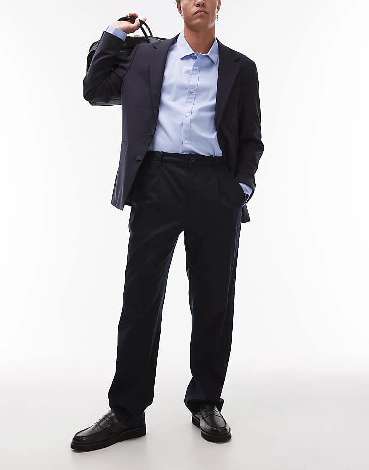 Mango Elasticated Waist Tailored Trouser In Navy For Men 8 Mango Elasticated Waist Tailored Trouser In Navy For Men - Image 6