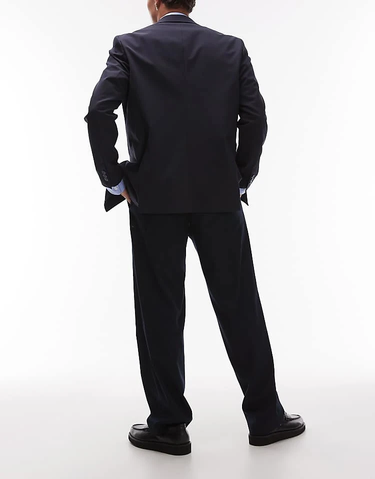 Mango Elasticated Waist Tailored Trouser In Navy For Men 5 Mango Elasticated Waist Tailored Trouser In Navy For Men - Image 3