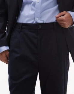 Mango Elasticated Waist Tailored Trouser In Navy For Men 11 Mango Elasticated Waist Tailored Trouser In Navy For Men -Modern Menswear 208007170 4