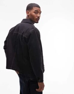 Mango Denim Jacket In Washed Black For Men -Modern Menswear 208007469 4