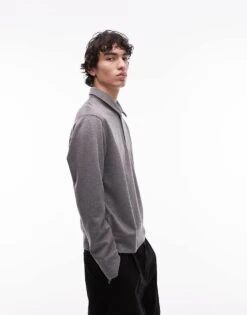Mango Polo Sweatshirt In Charcoal For Men -Modern Menswear 208007476 1 charcoal 1