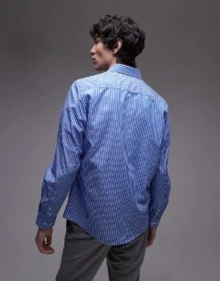 Mango Regular Fit Striped Shirt In Light Blue For Men -Modern Menswear 208007506 3