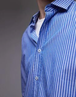 Mango Regular Fit Striped Shirt In Light Blue For Men -Modern Menswear 208007506 4