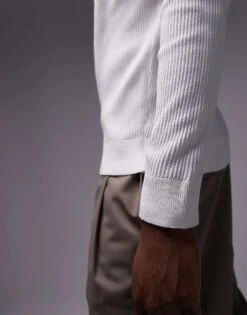 Mango Knitted Crew Neck Sweater In Ecru For Men -Modern Menswear 208007658 4