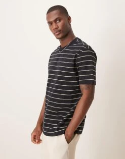 Mango Striped T-shirt In Navy For Men -Modern Menswear 208007665 1 navy 1