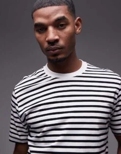 Mango Striped T-shirt In White For Men -Modern Menswear 208007673 3