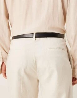 Mango Leather Silver Buckle Belt In Black For Men -Modern Menswear 208082616 3