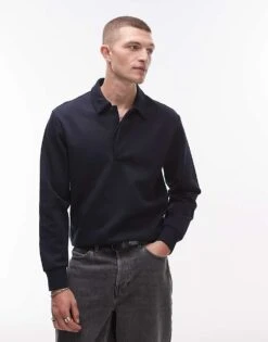 Mango Collared Sweatshirt In Navy For Men -Modern Menswear 208125135 1 navy 1