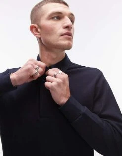 Mango Collared Sweatshirt In Navy For Men -Modern Menswear 208125135 4