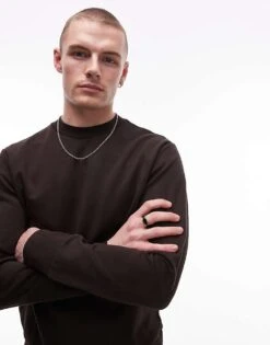 Mango Crew Neck Sweatshirt In Dark Brown For Men 11 Mango Crew Neck Sweatshirt In Dark Brown For Men -Modern Menswear 208125141 1 darkbrown 1