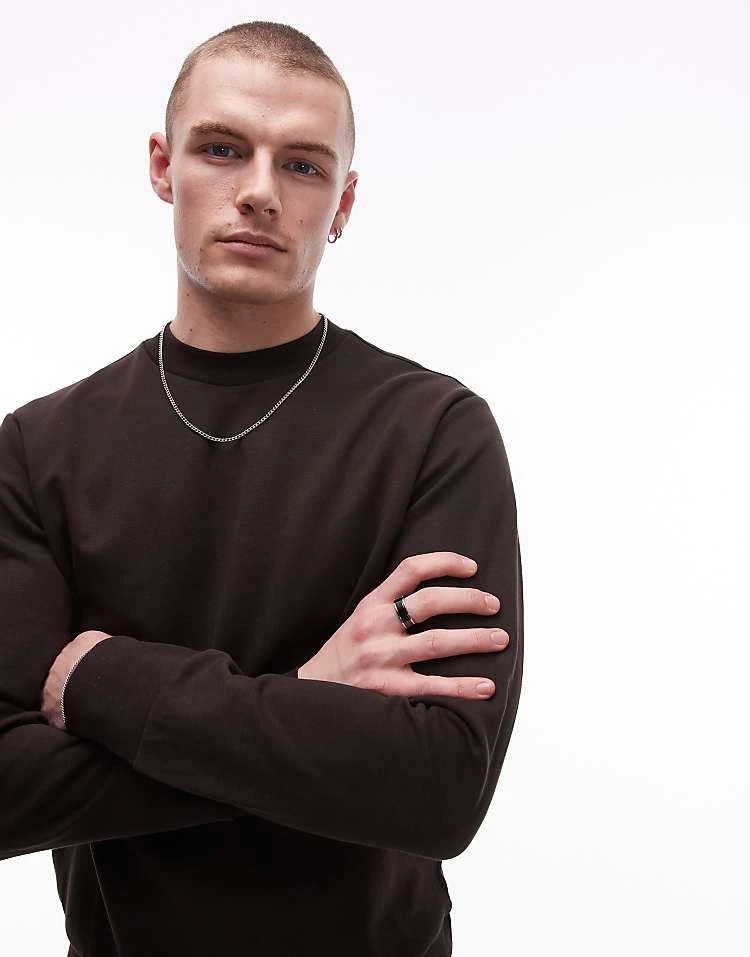 Mango Crew Neck Sweatshirt In Dark Brown For Men 7 Mango Crew Neck Sweatshirt In Dark Brown For Men - Image 5