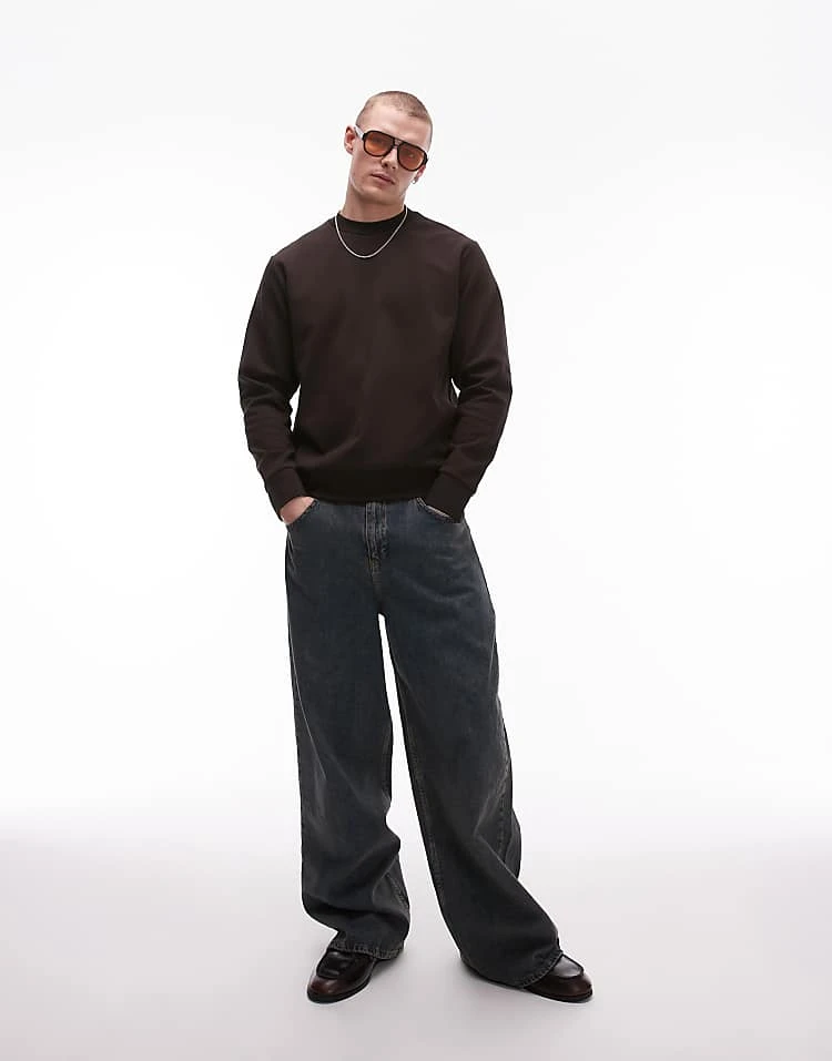 Mango Crew Neck Sweatshirt In Dark Brown For Men 4 Mango Crew Neck Sweatshirt In Dark Brown For Men - Image 2