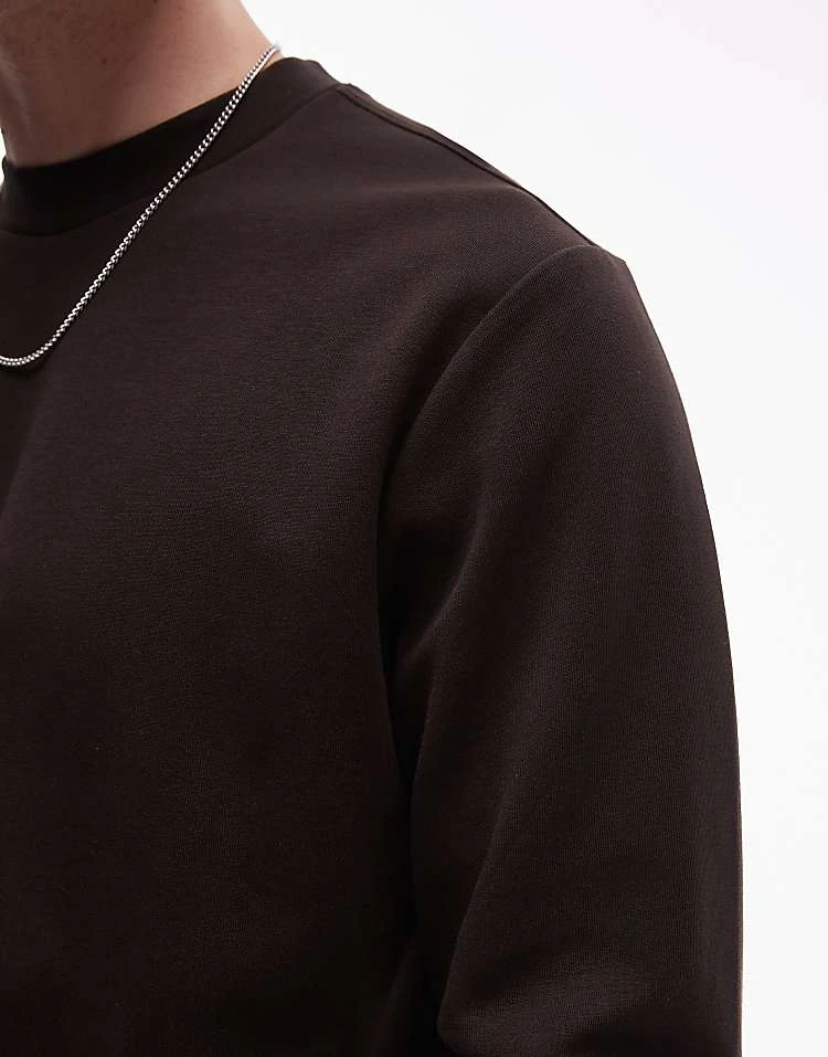 Mango Crew Neck Sweatshirt In Dark Brown For Men 5 Mango Crew Neck Sweatshirt In Dark Brown For Men - Image 3