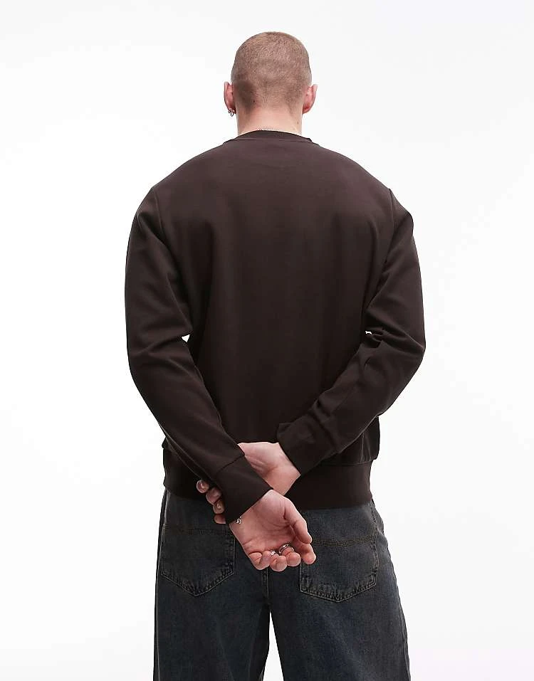 Mango Crew Neck Sweatshirt In Dark Brown For Men 6 Mango Crew Neck Sweatshirt In Dark Brown For Men - Image 4