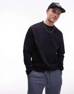 Mango Crew Neck Sweatshirt In Navy For Men -Modern Menswear 208125164 1 navy 1