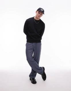 Mango Crew Neck Sweatshirt In Navy For Men -Modern Menswear 208125164 4