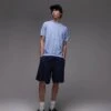 Mango Oversized Drop Sleeve T-shirt In Light Blue For Men -Modern Menswear 208125188 1 lightblue