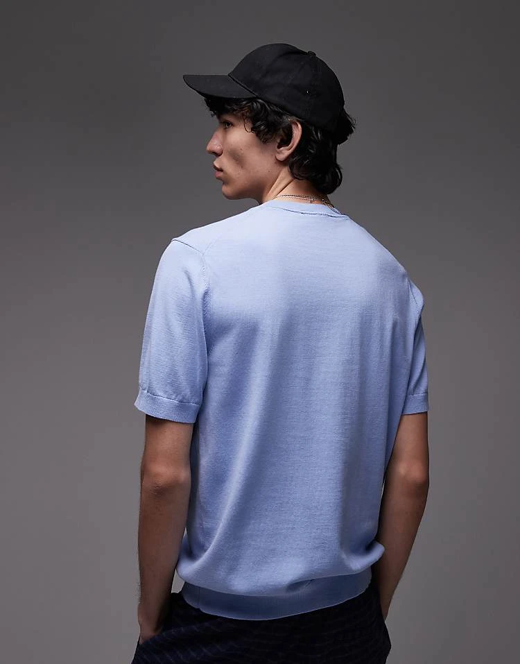 Mango Oversized Drop Sleeve T-shirt In Light Blue For Men 4 Mango Oversized Drop Sleeve T-shirt In Light Blue For Men - Image 2