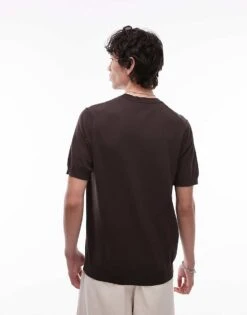 Mango Oversized Drop Sleeve T-shirt In Dark Brown For Men -Modern Menswear 208125201 2