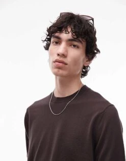 Mango Oversized Drop Sleeve T-shirt In Dark Brown For Men -Modern Menswear 208125201 4