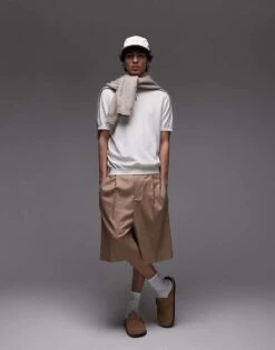 Mango Oversized Drop Sleeve T-shirt In Stone For Men -Modern Menswear 208125209 3