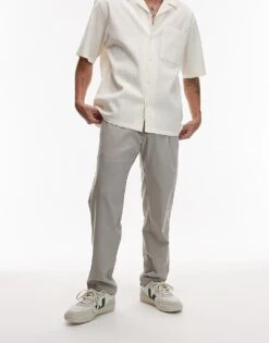 Mango Elasticated Waist Tailored Trousers In Light Green For Men -Modern Menswear 208125501 1 lightgreen 1