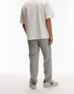 Mango Elasticated Waist Tailored Trousers In Light Green For Men -Modern Menswear 208125501 3