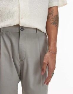 Mango Elasticated Waist Tailored Trousers In Light Green For Men -Modern Menswear 208125501 4