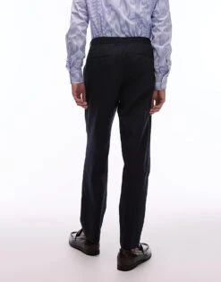 Mango Elasticated Waist Tailored Trousers In Navy For Men -Modern Menswear 208125533 4