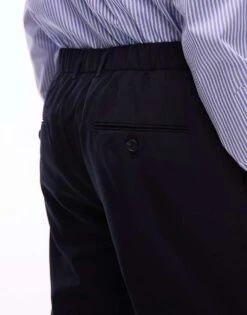 Mango Elasticated Waist Tailored Trousers In Navy For Men -Modern Menswear 208125533 5