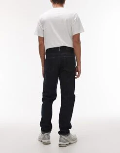 Mango Relaxed Turn Up Jeans In Dark Blue For Men -Modern Menswear 208125549 2