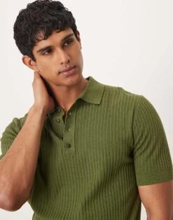 Mango Ribbed Poloshirt In Green For Men -Modern Menswear 208236186 4