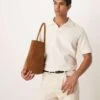 Mango Knitted Open Collar Poloshirt In Beige For Men -Modern Menswear 208236222 1 beige